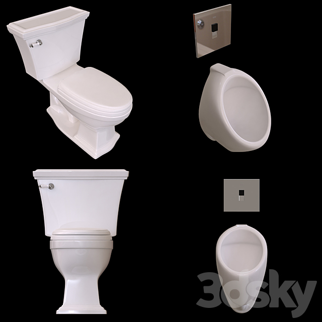 TOTO toilet male urinal 3ds Max - thumbnail 1