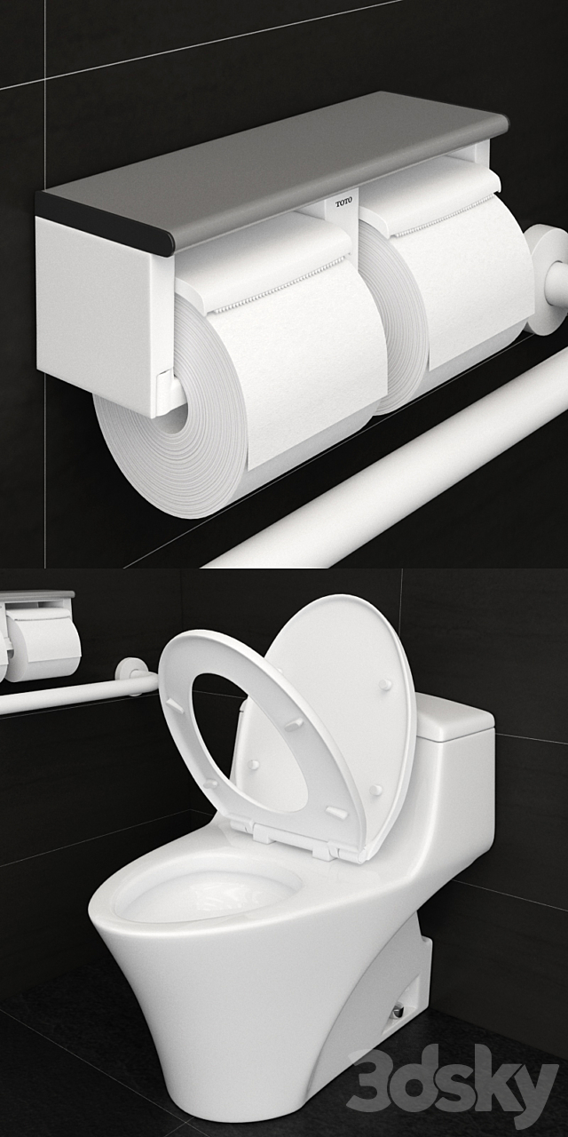 toto toilets CW923SGUR and Accessible equipment 3DS Max Model - thumbnail 2