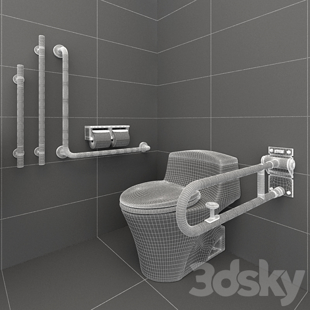 toto toilets CW923SGUR and Accessible equipment 3DS Max Model - thumbnail 3