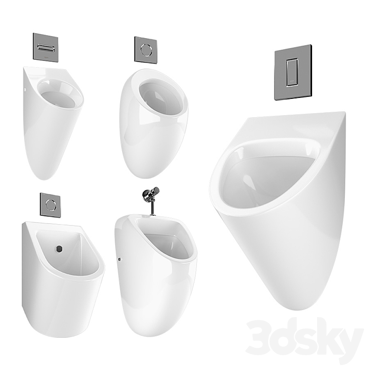 Urinal with flush buttons 2 set 3DS Max - thumbnail 1