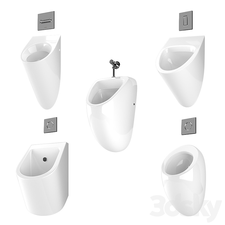 Urinal with flush buttons 2 set 3DS Max - thumbnail 2