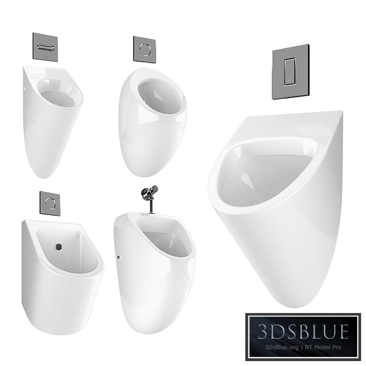 Urinal with flush buttons 2 set 3DS Max - thumbnail 3