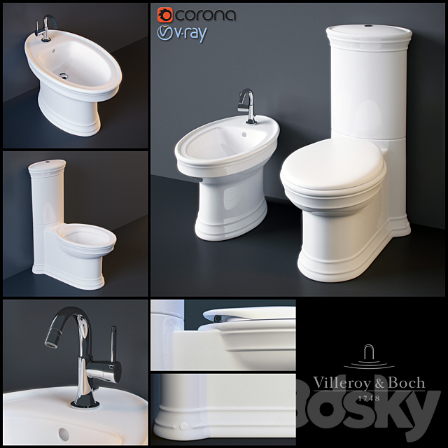 Villeroy & Boch (Amadea) floor WC and bidet 3ds Max - thumbnail 1