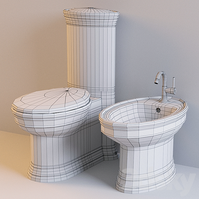 Villeroy & Boch (Amadea) floor WC and bidet 3ds Max - thumbnail 3