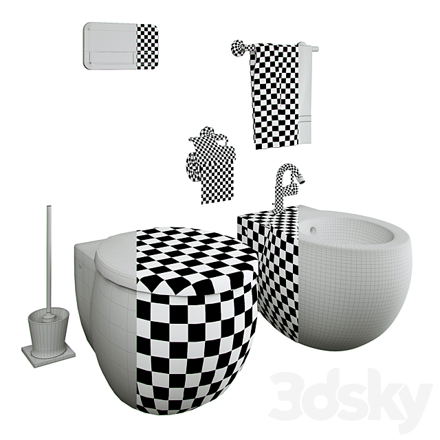 Villeroy & Boch Aveo toilet ans bidet 3ds Max - thumbnail 3