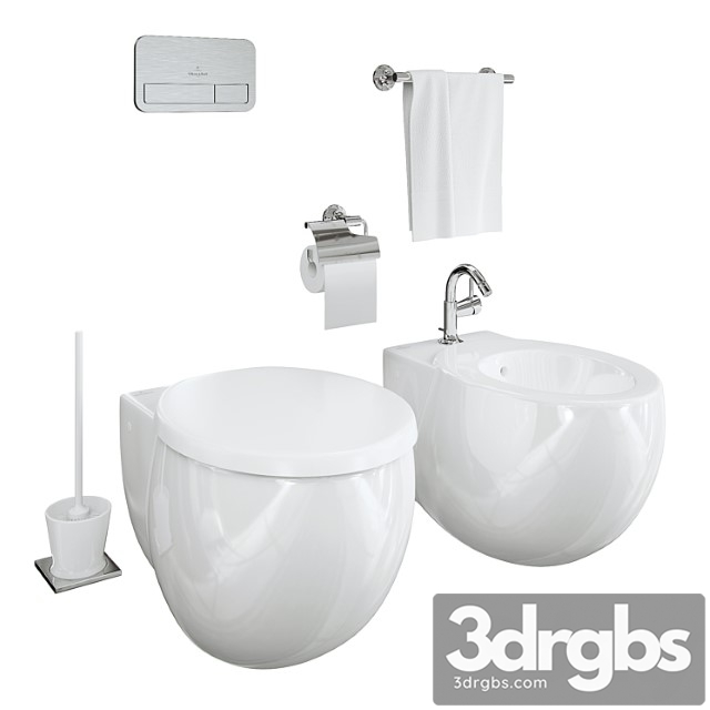 Villeroy Boch Aveo Toilet Ans Bidet 3dsmax Download - thumbnail 1