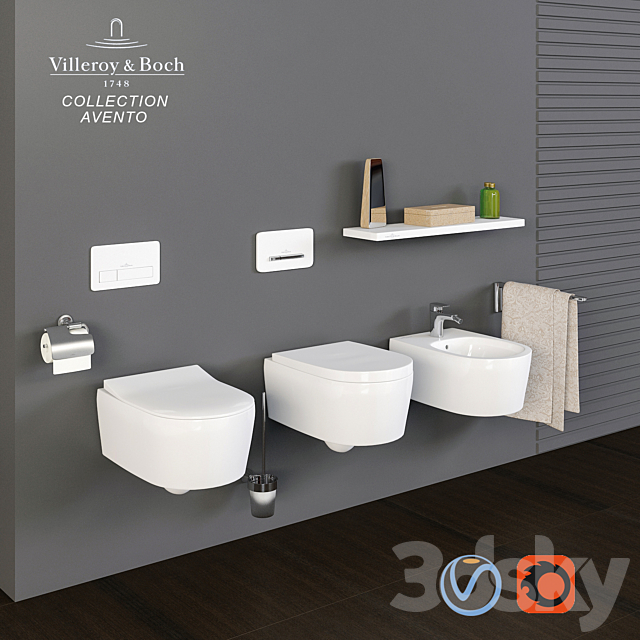 Villeroy & Boch collection Avento toilet bowl bidet 3DS Max Model - thumbnail 1