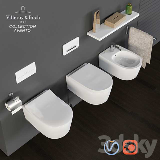 Villeroy & Boch collection Avento toilet bowl bidet 3DS Max Model - thumbnail 2