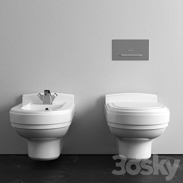 Villeroy & Boch Strada wall-mounted toilet & bidet 3DSMax File - thumbnail 2