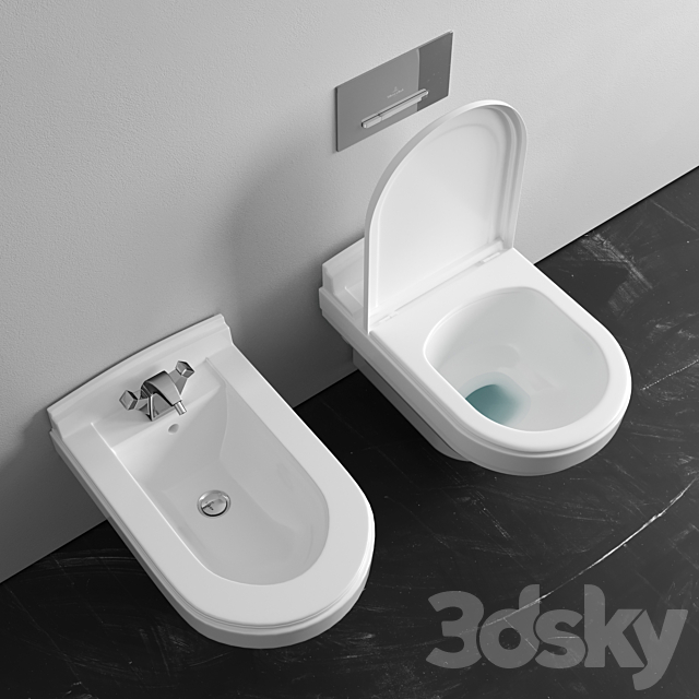 Villeroy & Boch Strada wall-mounted toilet & bidet 3DSMax File - thumbnail 3