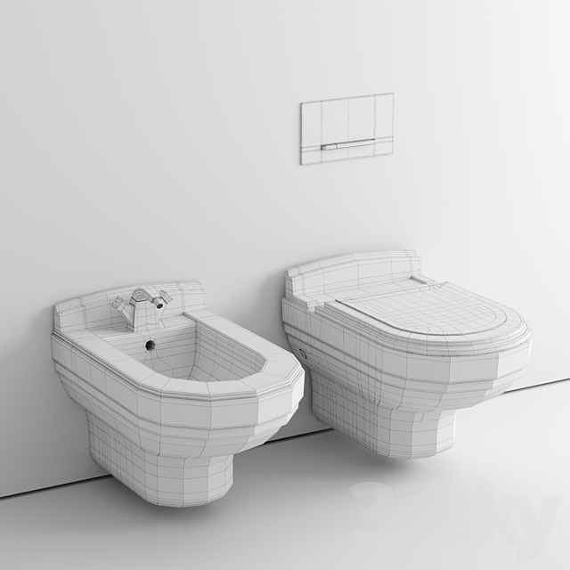 Villeroy & Boch Strada wall-mounted toilet & bidet 3DSMax File - thumbnail 4