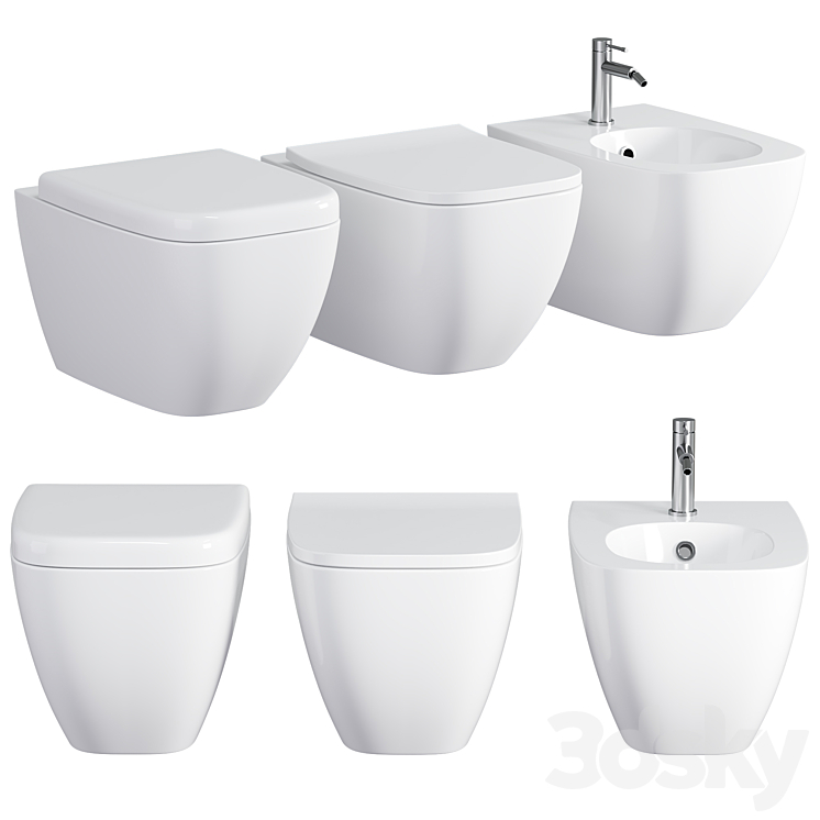 Vitra Shift miska wc wisząca rim-ex bezrantowa 54×36 cm biała 7742B003-0075 3DS Max Model - thumbnail 1