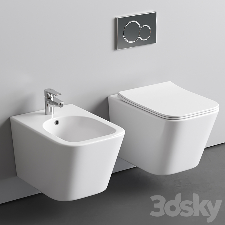 Wall hung bidet\/toilet Ceramica Nova Metric 3DS Max Model - thumbnail 1