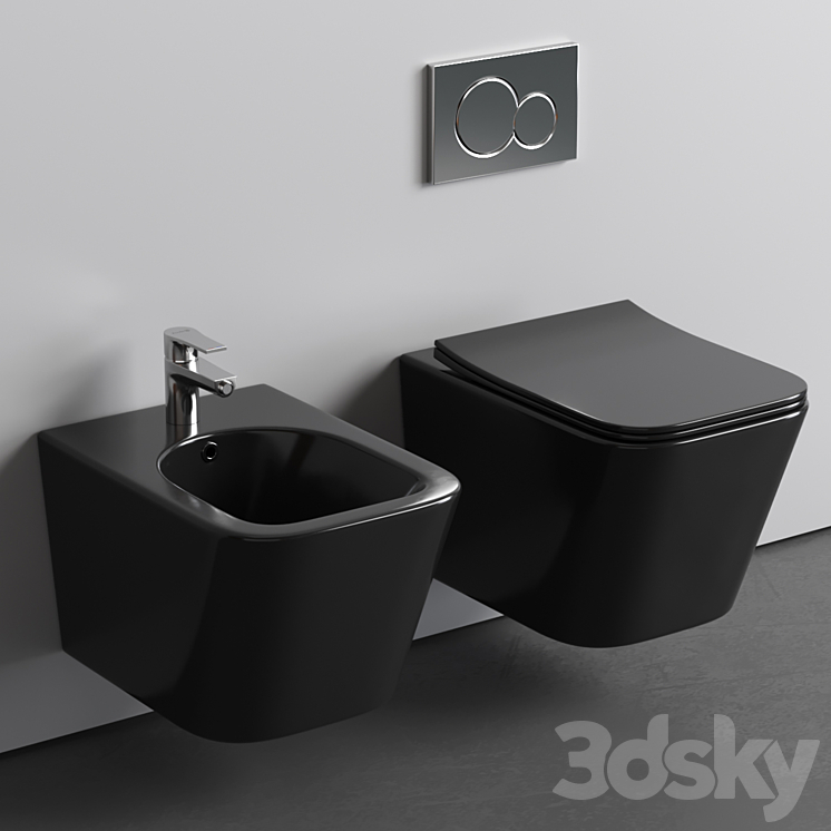 Wall hung bidet\/toilet Ceramica Nova Metric 3DS Max Model - thumbnail 2