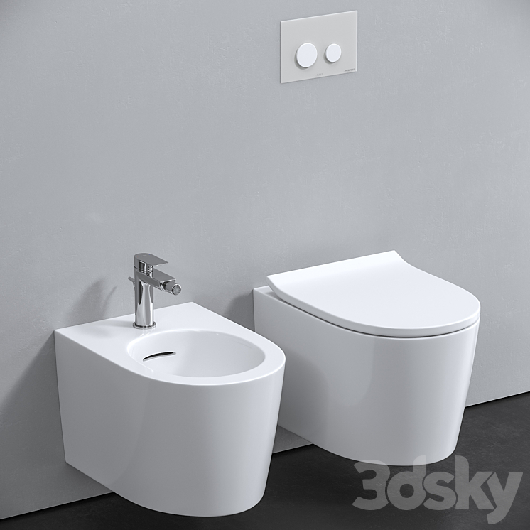 Wall-hung toilet and bidet TOTO 3DS Max - thumbnail 1