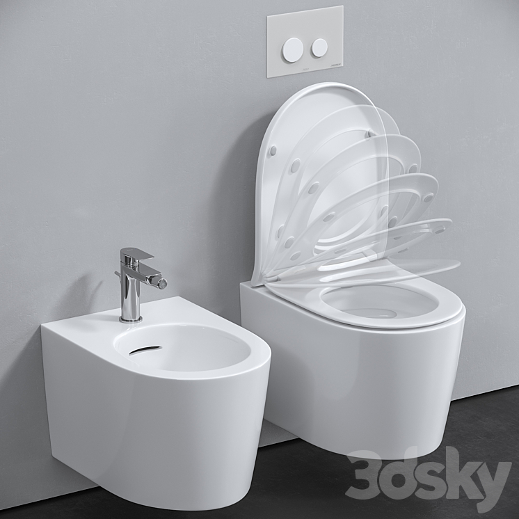 Wall-hung toilet and bidet TOTO 3DS Max - thumbnail 2