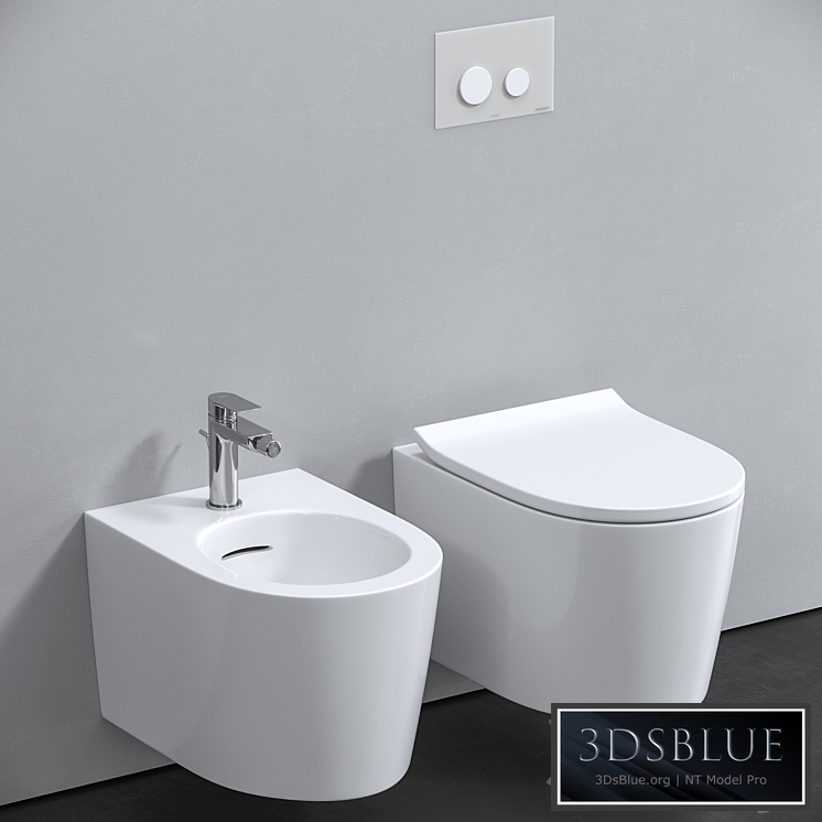 Wall-hung toilet and bidet TOTO 3DS Max - thumbnail 3