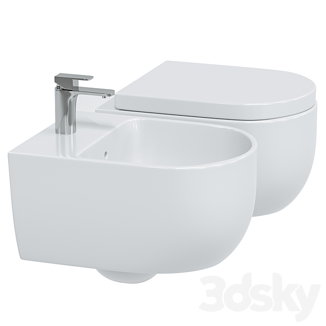 Wall hung toilet bowl BOCCHI V-Tondo 1417-001-0129 white glossy with microlift 3ds Max - thumbnail 2