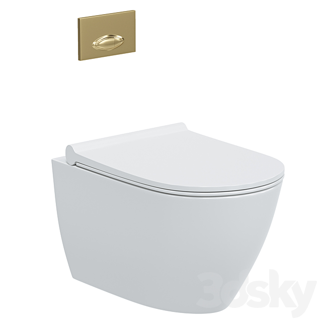 Wall hung toilet bowl BOCCHI Venezia 1295-001-0129 white with microlift 3ds Max - thumbnail 1