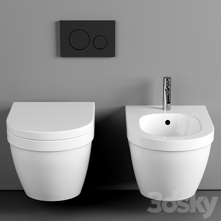 Wall hung toilet bowl VitrA S50 7740B003-0075 rimless 3DS Max Model - thumbnail 2