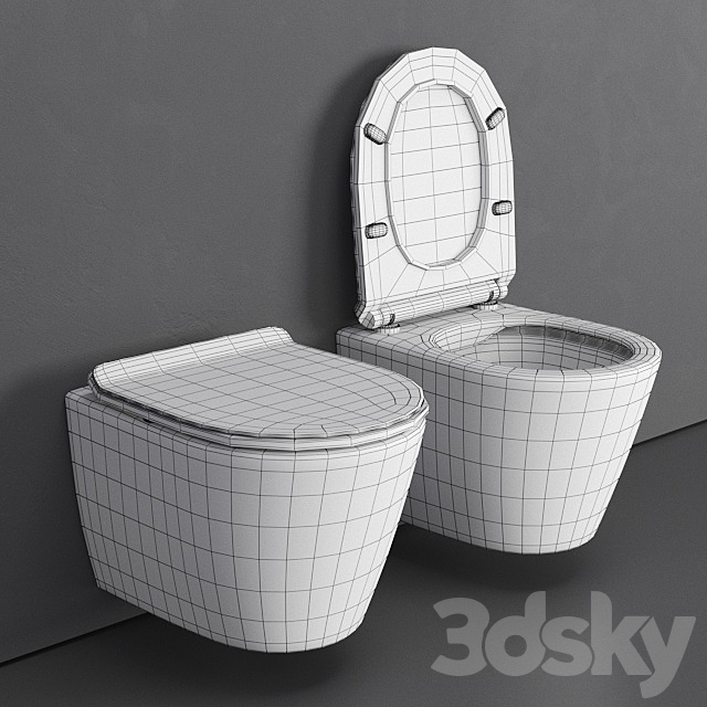 Wall-hung toilet Calipso 3DS Max Model - thumbnail 2