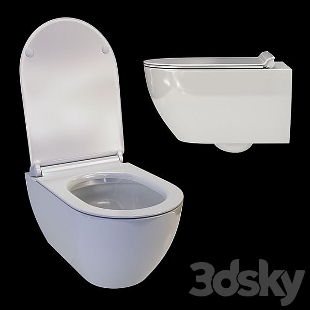 Wall hung toilet GSI Pura (8815-11) 3DS Max Model - thumbnail 2