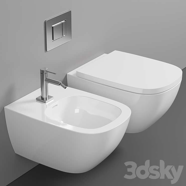 Wall hung toilet Laufen Palomba 8.2080.2.000.000.1 3DS Max Model - thumbnail 1