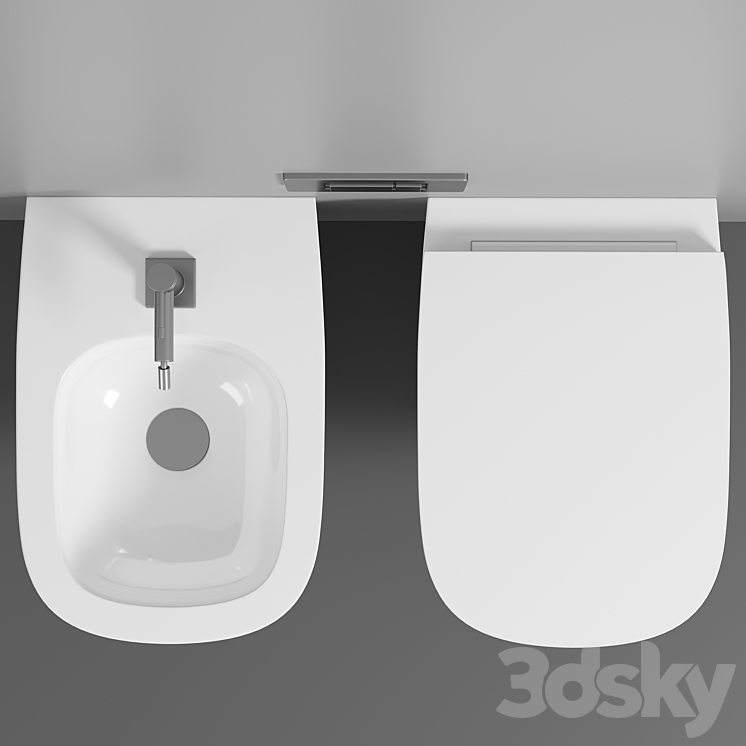 Wall hung toilet Laufen Palomba 8.2080.2.000.000.1 3DS Max - thumbnail 2