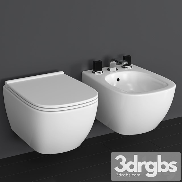 Wall-mounted toilet and bidet ceramica globo genesis, mixer fantini venezia - thumbnail 1