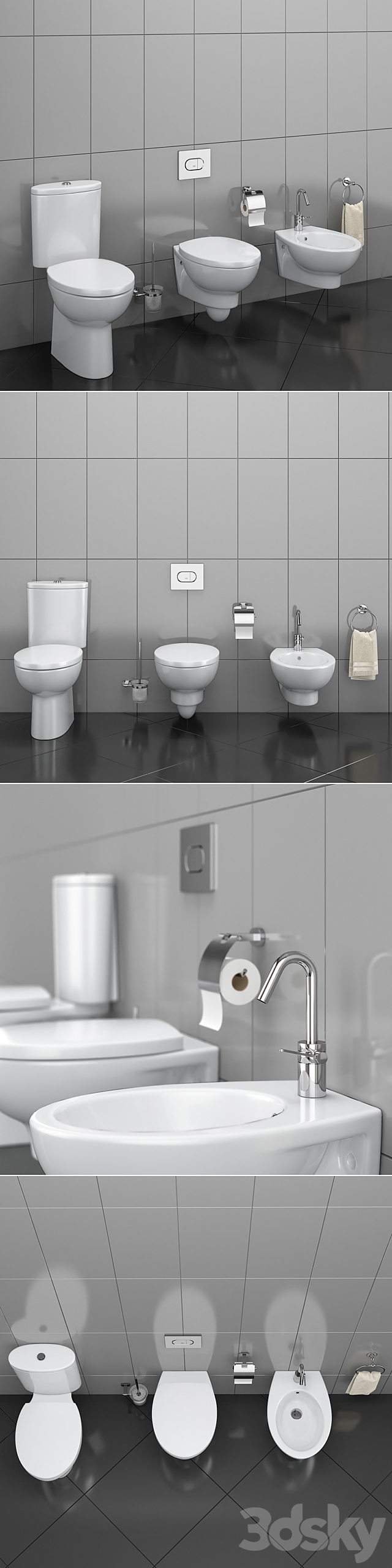 WC and bidet Hatria | Erika Pro 3DS Max Model - thumbnail 2