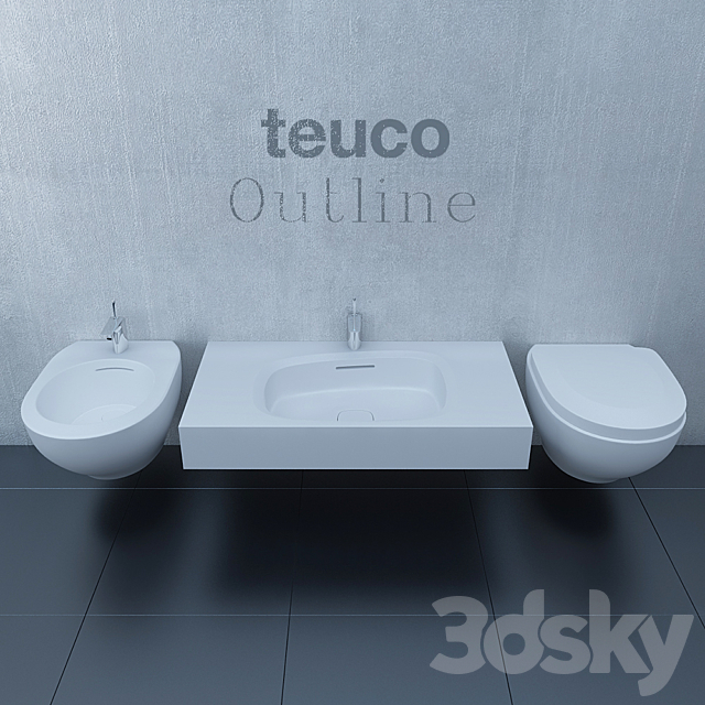 WC bidet and washbasin Teuco Outline 3ds Max - thumbnail 1