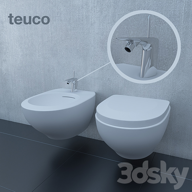 WC bidet and washbasin Teuco Outline 3ds Max - thumbnail 2