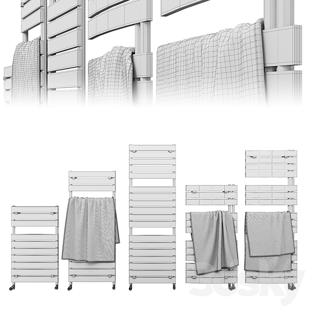 Apollo PALERMO radiators + towels 3ds Max - thumbnail 2