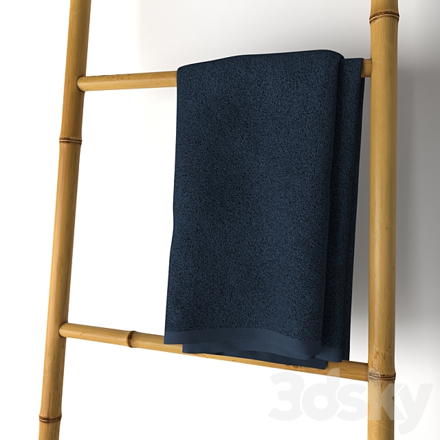 Bamboo ladder towel rail 3DS Max Model - thumbnail 2