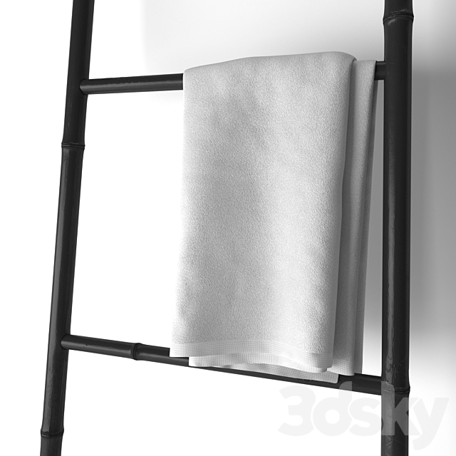 Bamboo ladder towel rail 3DS Max Model - thumbnail 3