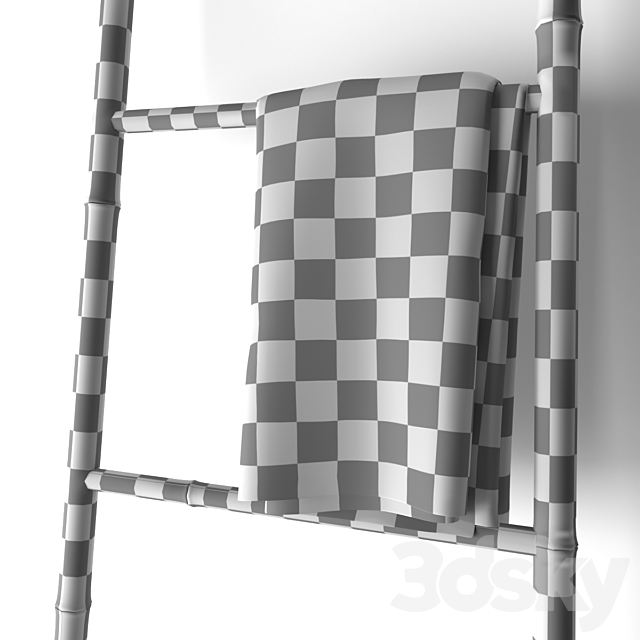 Bamboo ladder towel rail 3DS Max Model - thumbnail 5