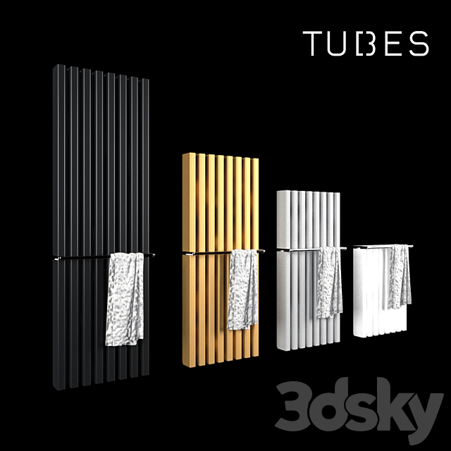 Decorative radiator set Soho Bathroom v3 by Palombo _ Vertical wall-mounted 3DS Max Model - thumbnail 2