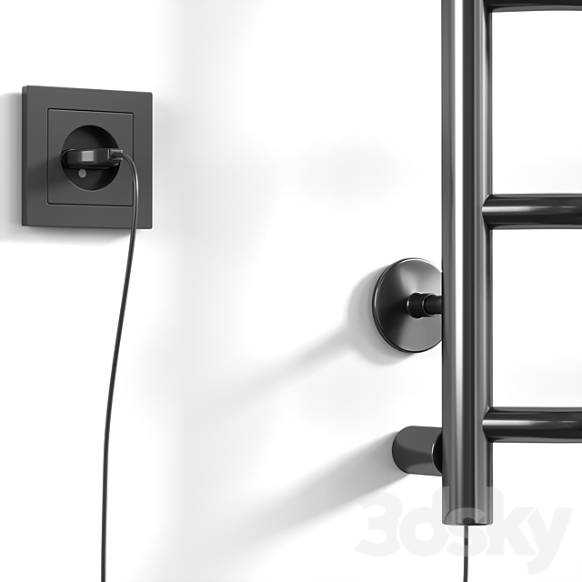 Electric heated towel rail Altasan Horizon 3ds Max - thumbnail 2