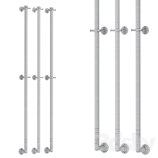 Electric heated towel rail Margaroli Arcobaleno 616CRB-1650 chrome 3ds Max - thumbnail 2