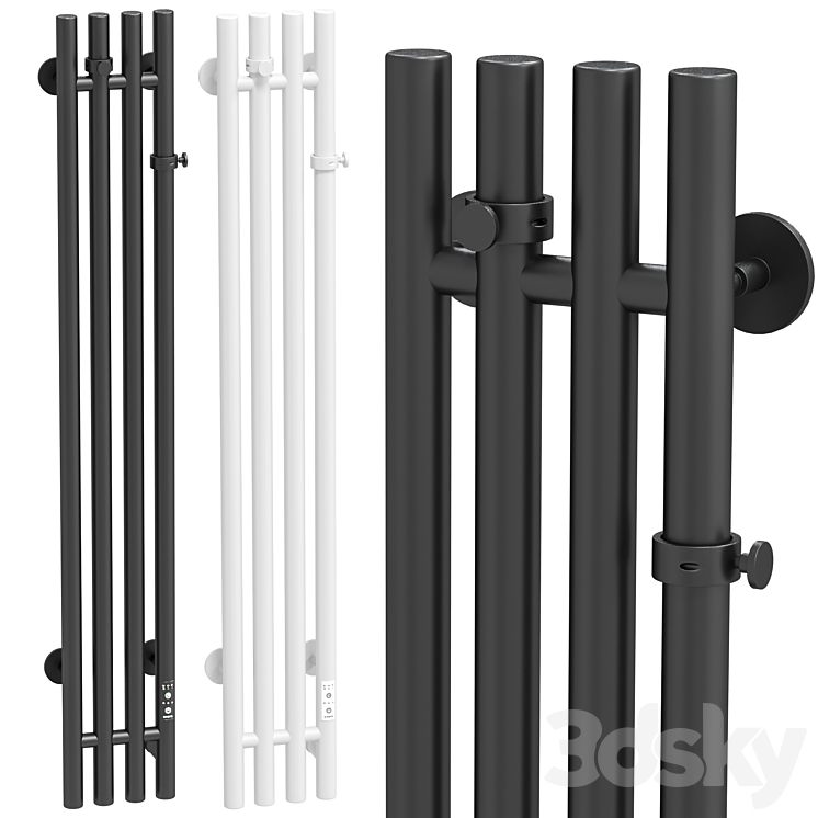 Electric towel warmer EWRIKA Penelope V 120×15 white black 3DS Max Model - thumbnail 1