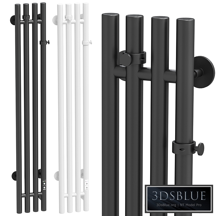 Electric towel warmer EWRIKA Penelope V 120×15 white black 3DS Max - thumbnail 3