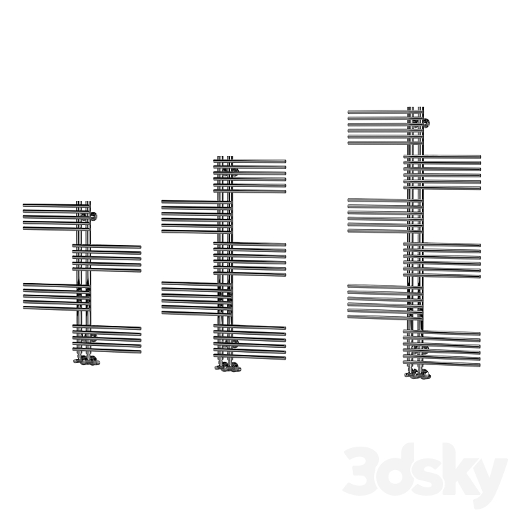 Heated towel rail set 3DS Max Model - thumbnail 2