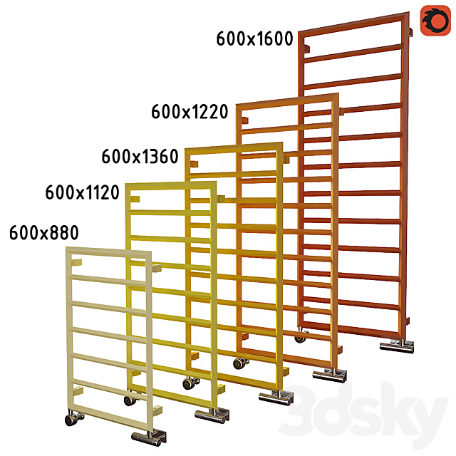 Heated towel rail Terma Diamond 600 3ds Max - thumbnail 2