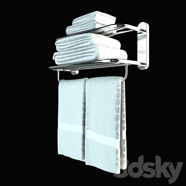 Heated towel rail with towels 3DSMax File - thumbnail 1