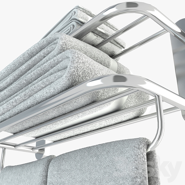 Heated towel rail with towels 3DSMax File - thumbnail 2