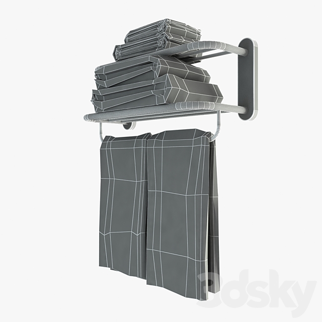 Heated towel rail with towels 3DSMax File - thumbnail 3
