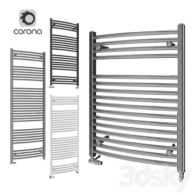 Heated towel rails Zehnder Aura Bow 3ds Max - thumbnail 1