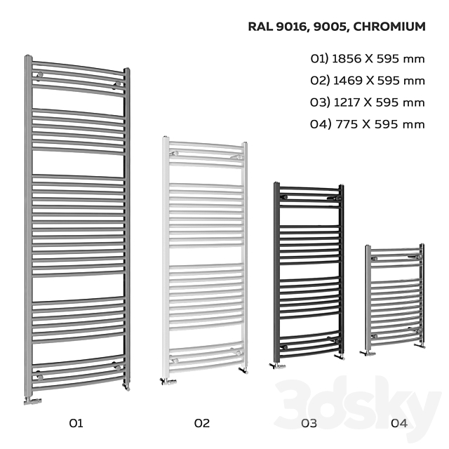 Heated towel rails Zehnder Aura Bow 3ds Max - thumbnail 3