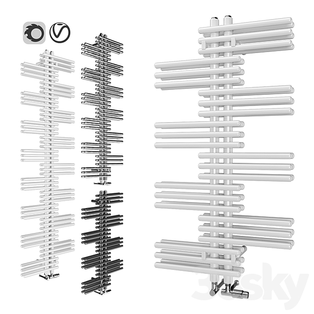 Heated towel rails Zehnder Yucca 2 3ds Max - thumbnail 1