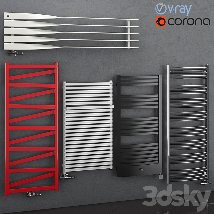 Set of heated towel rails Terma set 68 3DS Max - thumbnail 1